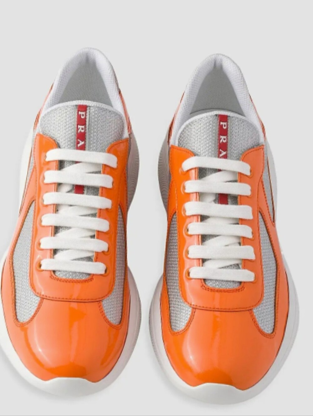 Sold Prada America’s Cup Orange Silver Sneakers – Men’s Sold